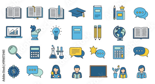 Educational and Business Learning Flat Design Icon Collection