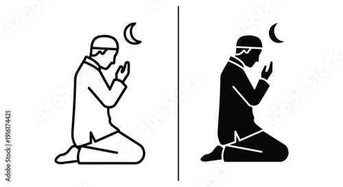 Muslim praying silhouette
