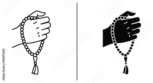 Hands holding prayer beads