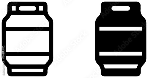 Two black and white icons of cornelius kegs for homebrew beer