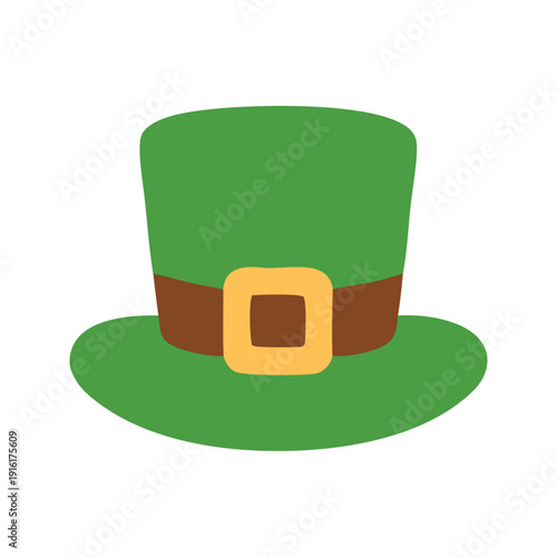 Green leprechaun hat with brown and gold buckle, perfect for st. Patricks day designs, festive promotions, irishthemed projects.