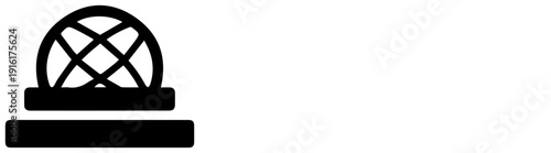 Weather radar dome icon spherical radar antenna on base black graphic symbol for meteorology and weather forecasting technology