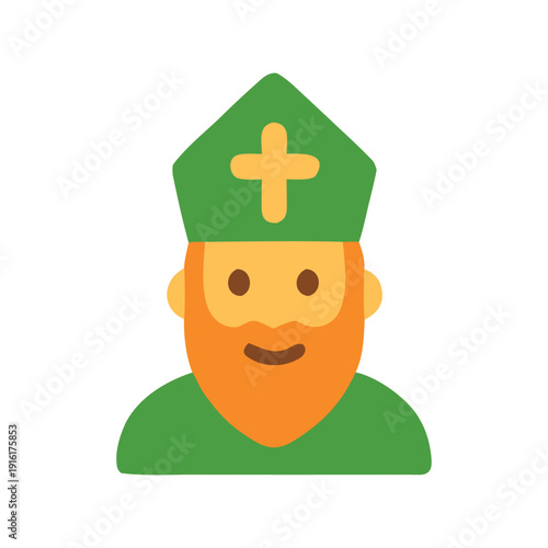 Saint patrick in traditional green attire, perfect for st. Patricks day designs or irishthemed projects requiring a festive touch.