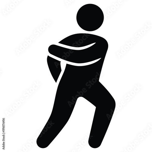 Stick figure man crossing arms in casual pose standing alone icon