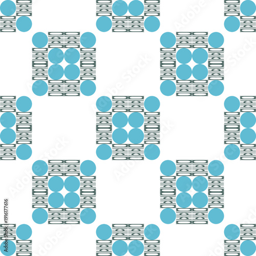 blue line square block and green dot on white background, seamless pattern with repeat blue louis strip line, replete image design for fabric printing patter, checkerboard block
