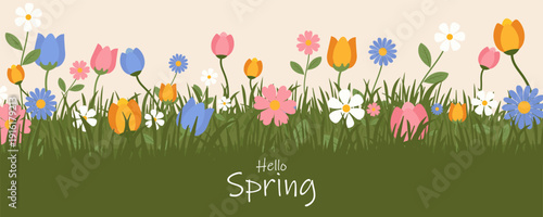 Spring or summer sale templates with beautiful blossom flower nature. set of cards with cute meadow flowers. Floral tropical for holiday  poster, invitation, social media post, Mother's Day, Easter.