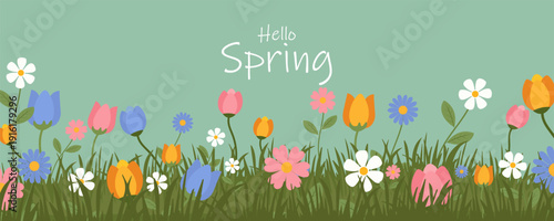 Spring or summer sale templates with beautiful blossom flower nature. set of cards with cute meadow flowers. Floral tropical for holiday  poster, invitation, social media post, Mother's Day, Easter.