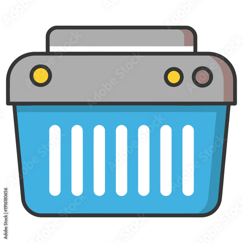 Cartoonstyle illustration of a blue and gray portable speaker icon