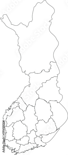 Outline map of Finland on white background 