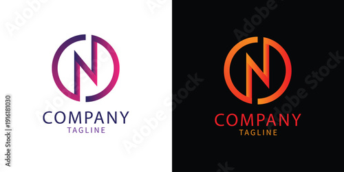 Modern business logo design featuring the letter N within a circle suitable for branding and corporate identity adaptable for various applications