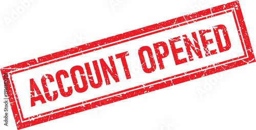 Distressed Red Account Opened Rectangular Frame Rubber Stamp on Isolated White