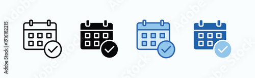 Schedule Icon Sheet Multiple Style Collection Isolated Vector