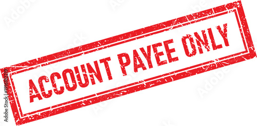 Rectangular Rubber Stamp of Account Payee Only with a Distressed Red Texture