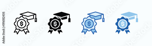Scholarship Icon Sheet Multiple Style Collection Isolated Vector