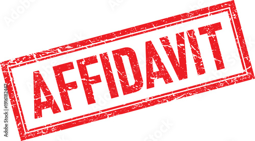 Red AFFIDAVIT Grunge Style Rubber Stamp Impression on Isolated White Background