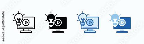 Tutorial Icon Sheet Multiple Style Collection Isolated Vector