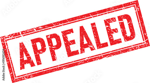 Distressed Red Rectangular Rubber Stamp Impression of APPEALED on Isolated White Background