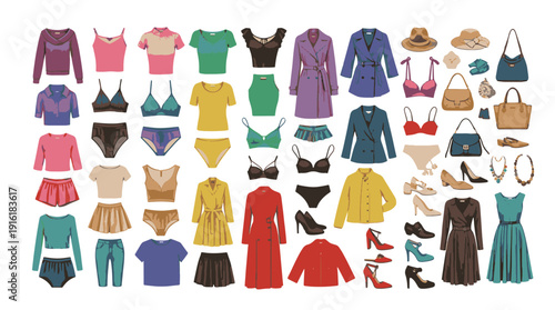 Fashion clothing and accessories collage