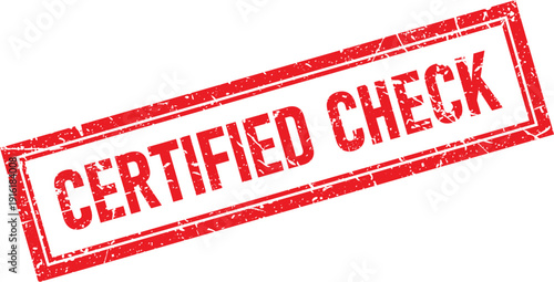 Distressed Rectangle Rubber Stamp with Certified Check Text in Red Ink