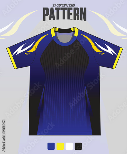 Sport shirt cutting template for football, soccer, basketball, cycling, running, rugby, baseball, racing. Sewing pattern for apparel industry. Geometric pattern for fabric textile design.