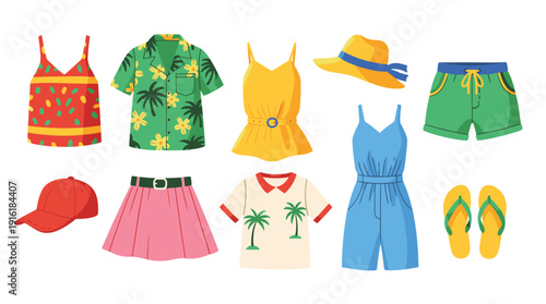 Vibrant summer clothing and accessories