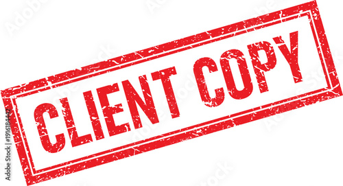Distressed Rectangular Rubber Stamp of Client Copy in Red Ink
