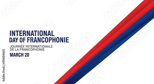 Free Download Minimalist design for International Day of Francophonie on March 20, featuring bold red, white, and blue stripes. - GFXLoad