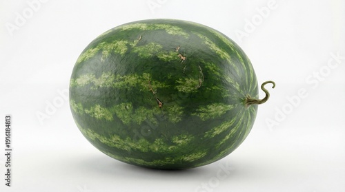 Whole watermelon, isolated, bright studio lighting, smooth texture, healthy food photography