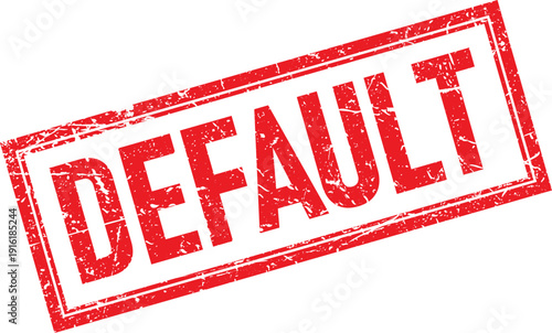 Red Distressed Rubber Stamp with DEFAULT Text and Rectangular Border Design