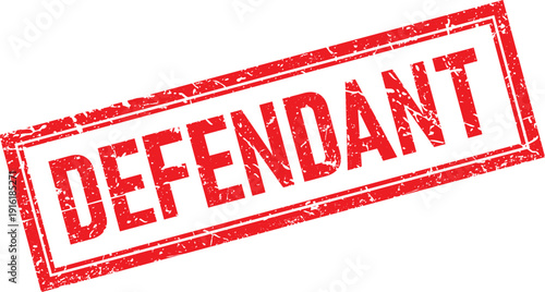 Red Distressed Rubber Stamp with the Word DEFENDANT on Transparent Background