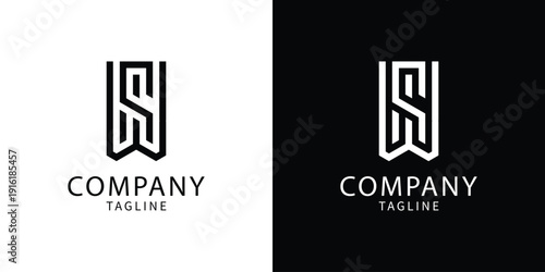 Modern minimalist logo design featuring initials WS suitable for businesses showcasing elegant corporate branding with versatility in a monochrome