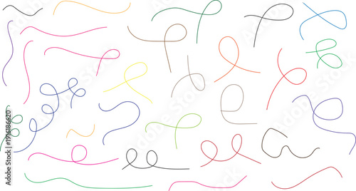 A colorful abstract artwork featuring intricate swirling patterns and shapes on a white background