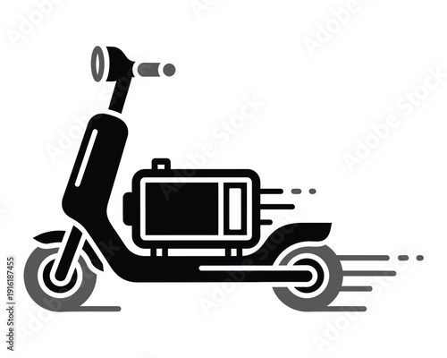 Electric scooter with battery pack moving fast