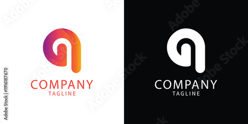Modern Company Logo Design Featuring Letter A in Gradient Colors and Monochrome Variants Applicable for Branding and Identity Purposes