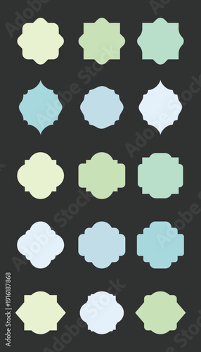 Schilderij op canvas Arabesque Frame Shapes Set – Pastel Islamic Geometric Borders Vector