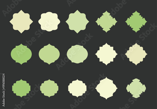 Islamic Geometric Frame Templates – Pastel Arabesque Badge Shapes Vector Set