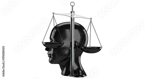 Black Head Silhouette with Scales of Justice