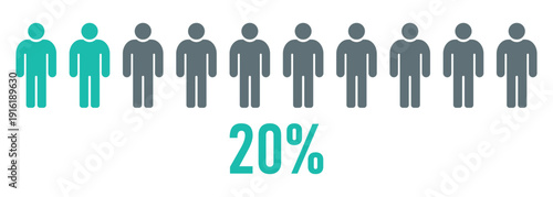 20 percent people infographic population ratio human group statistics demographic data visualization percentage comparison social research survey result business analytics workforce representation