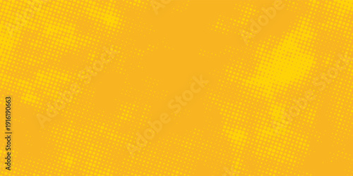 Yellow halftone pattern. Retro comic gradient background. Bright orange pixelated dotted texture overlay. Cartoon pop art faded gradient pattern. vector illustration