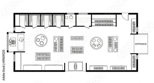 Architectural floor plan of a retail store layout.