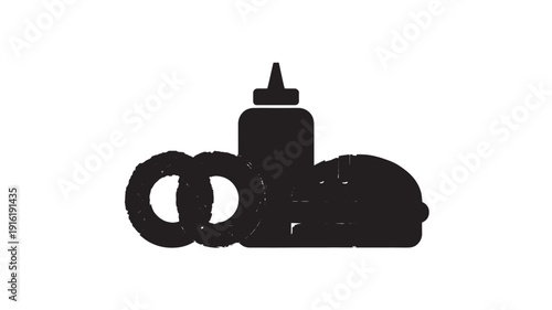 Lubricant Oil Silhouette in Dark Monochrome with Simple Minimalist Design for Automotive Use