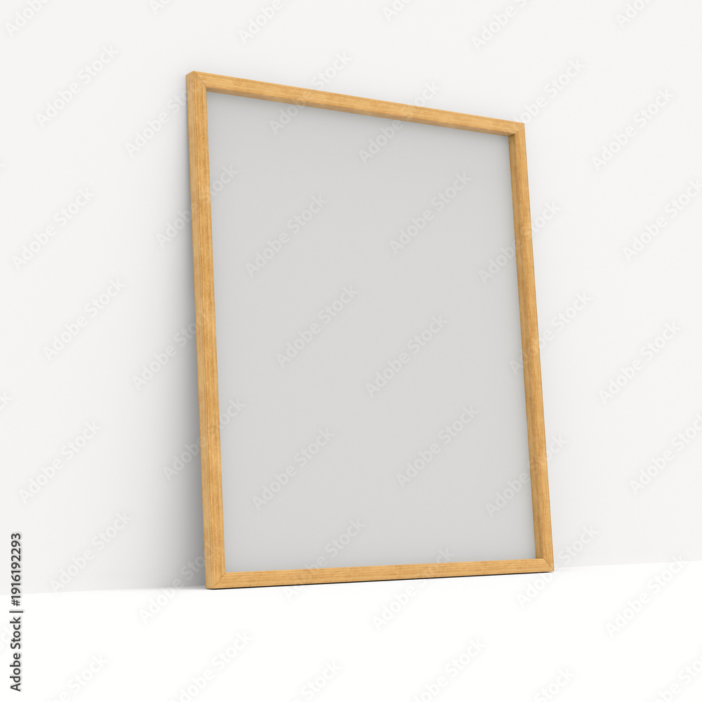 Fototapeta premium Wooden frame on white background. Isolated 3D illustration