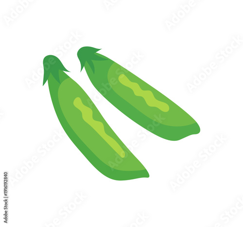 スナップエンドウのベクターイラスト｜春野菜・さや付き豆（Snap Peas Vector Illustration）