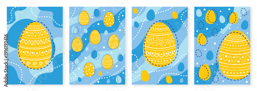 Abstract Easter egg. Collection of backgrounds in cartoon style. Vector illustration