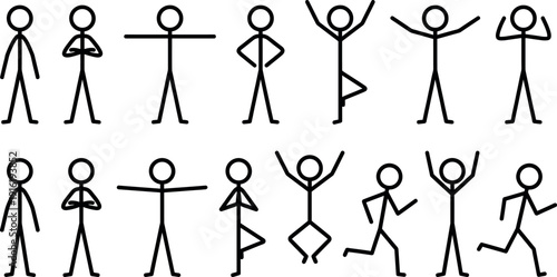 Large stickman collection featuring pet care activities social business interactions human action poses sitting and reclining silhouettes for lifestyle graphic design isolated on white background