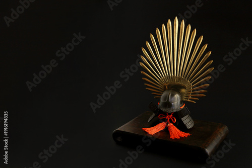 Still life photography of a miniature Toyotomi Hideyoshi helmet