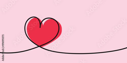 Hand drawn heart in line art style. Design for Valentine’s Day, Mother’s Day and Women’s Day. Vector illustration