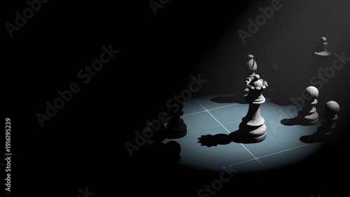 Chess King standing in spotlight