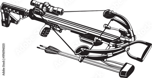 Crossbow with arrows modern hunting weapon powerful ranged projectile tool for sport and tactical use