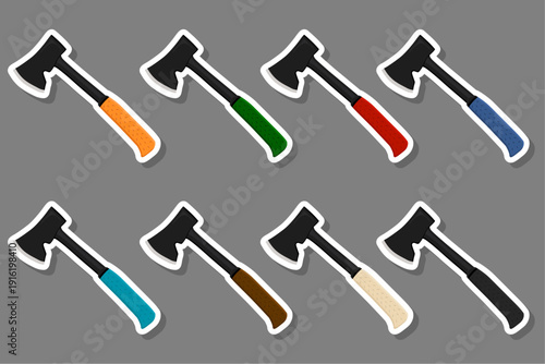 big kit steel axes with wooden handle